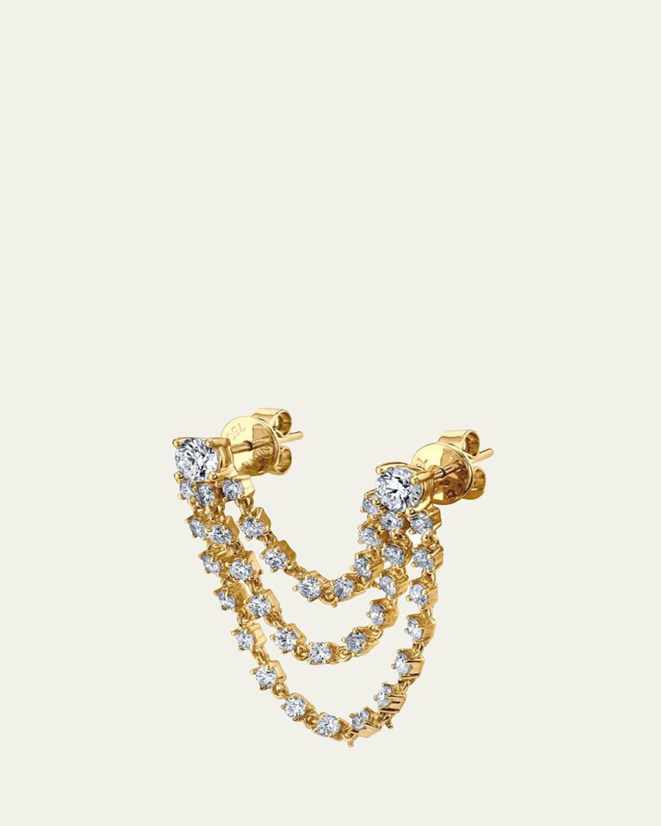 18K Gold Bianca Double Loop Single Earring 1.42 ct. Diamonds